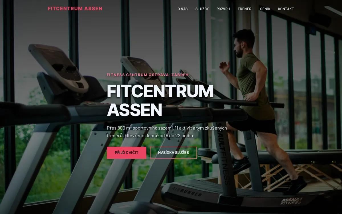 Úvodní stránka webu Fitcentrum Assen